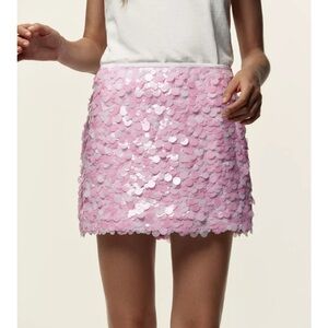 Zara Light Pink Sequin Mini Skirt